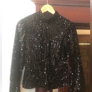 Sanctuary black Sequin Women's mock neck top
